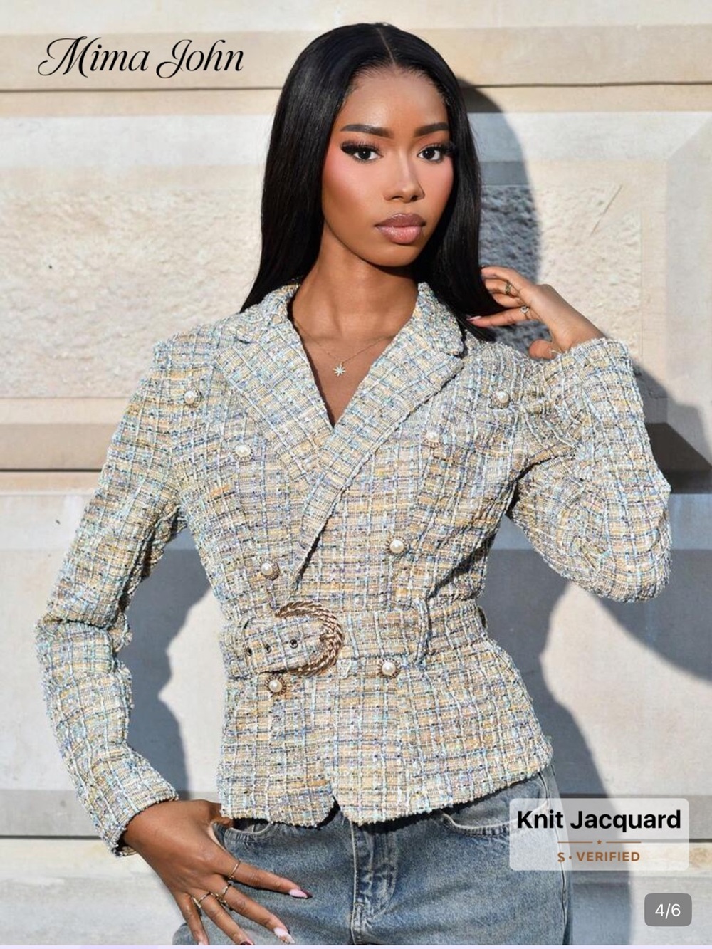 New no tags SHEIN Pastel Multi Tweed Belted Blazer. M